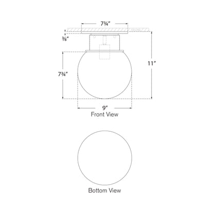 Callan Flush Mount Ceiling Light - line drawing.