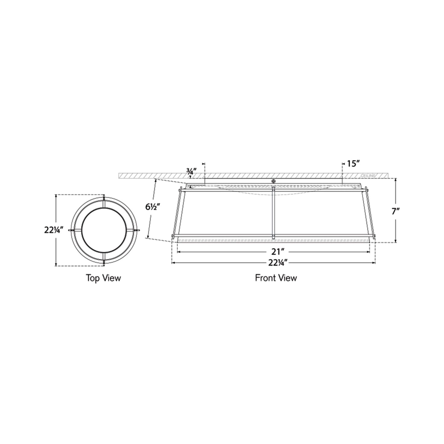 Callaway LED Flush Mount Ceiling Light - line drawing.