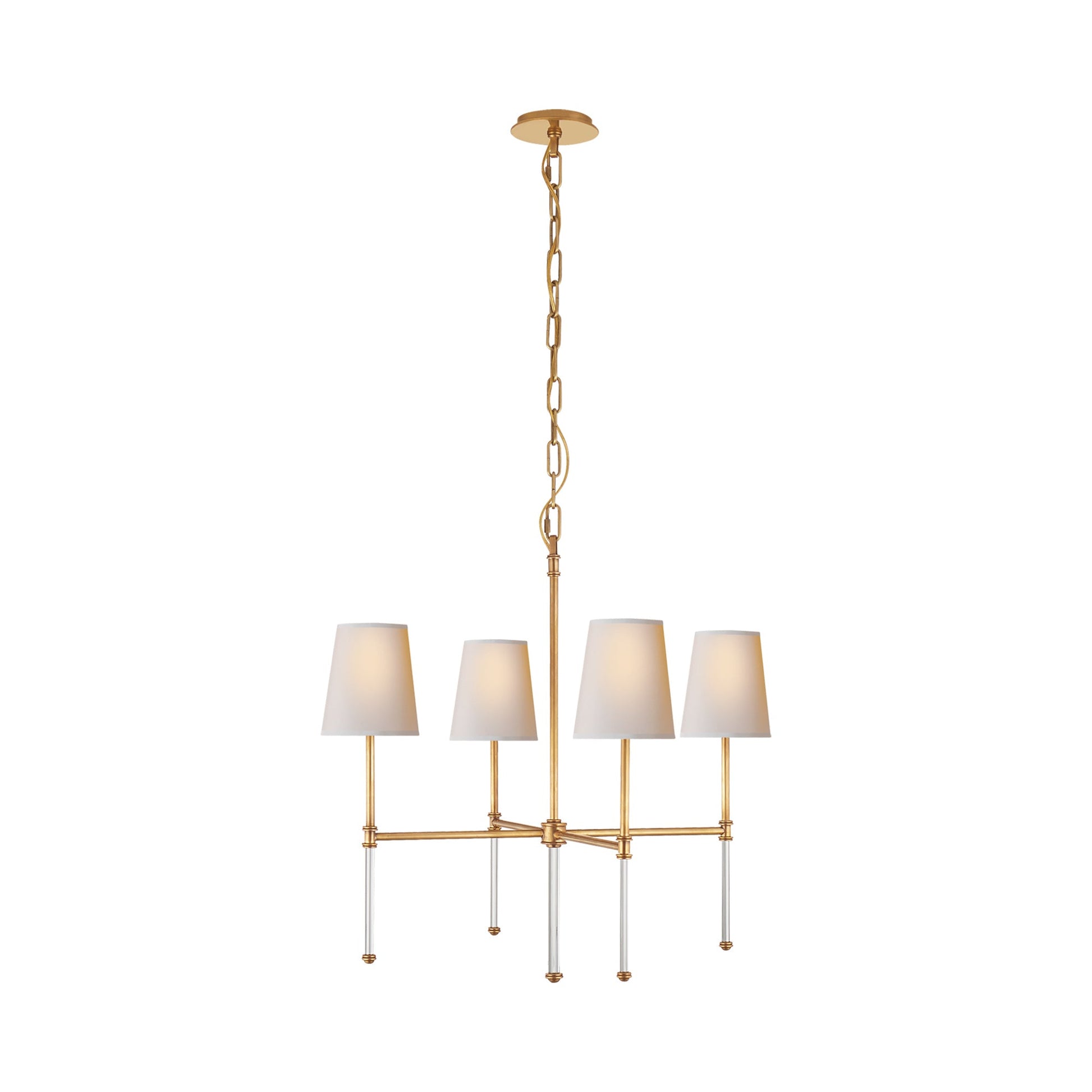 Camille Chandelier in Hand-Rubbed Antique Brass/Linen.