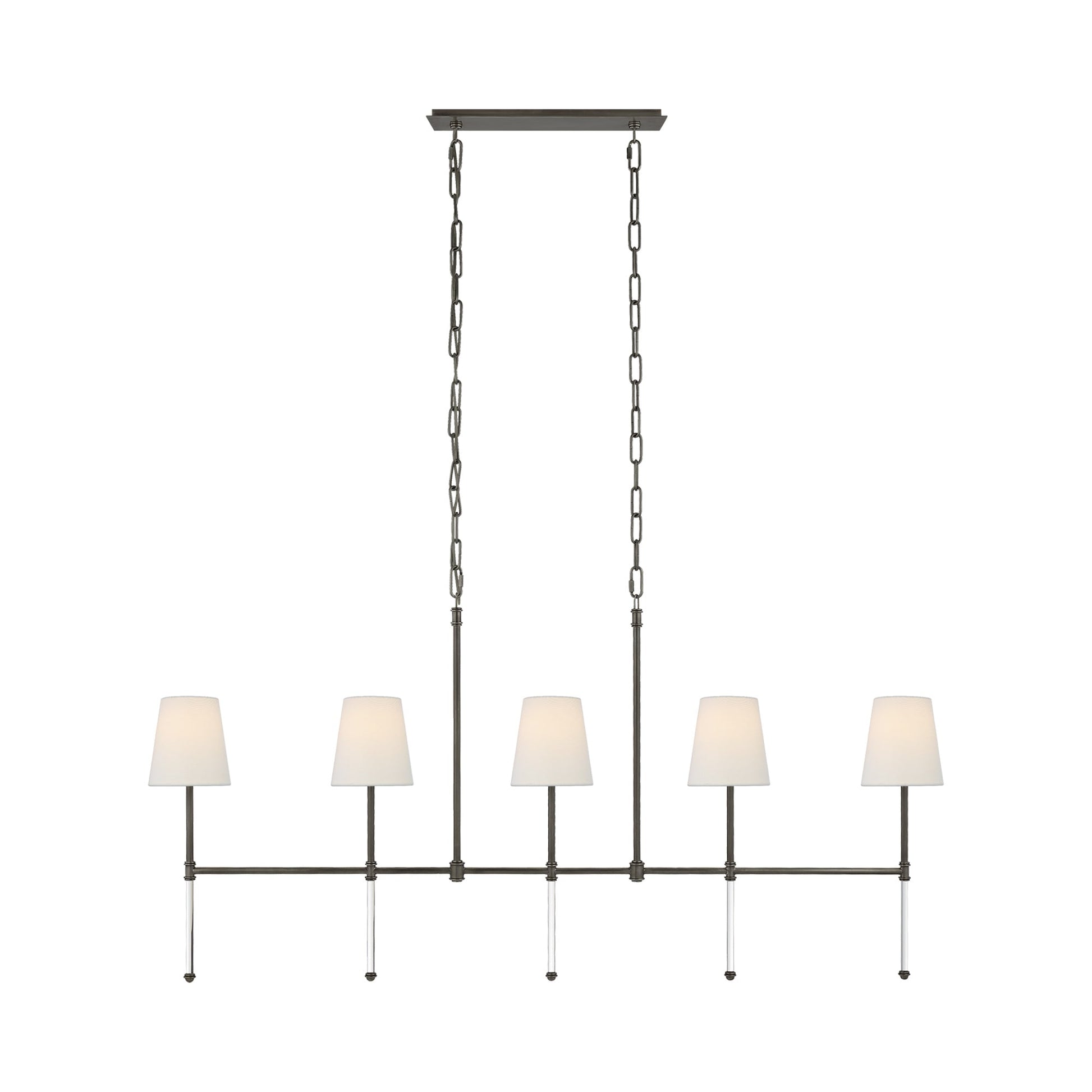 Camille Linear Pendant Light in Bronze/Linen.
