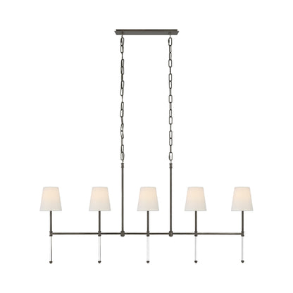 Camille Linear Pendant Light in Bronze/Linen.
