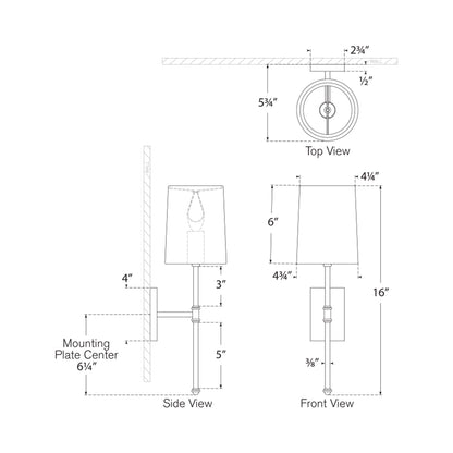 Camille Wall Light - line drawing.