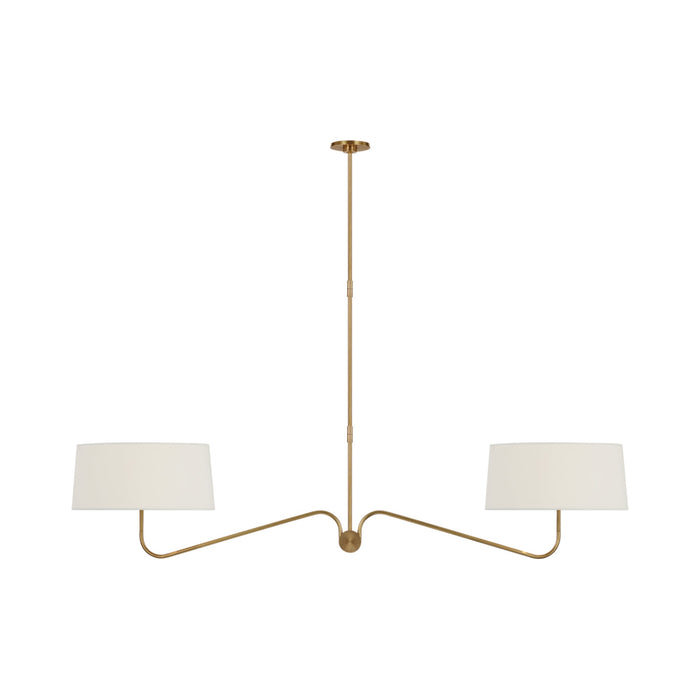 Canto Linear Chandelier in Hand-Rubbed Antique Brass.