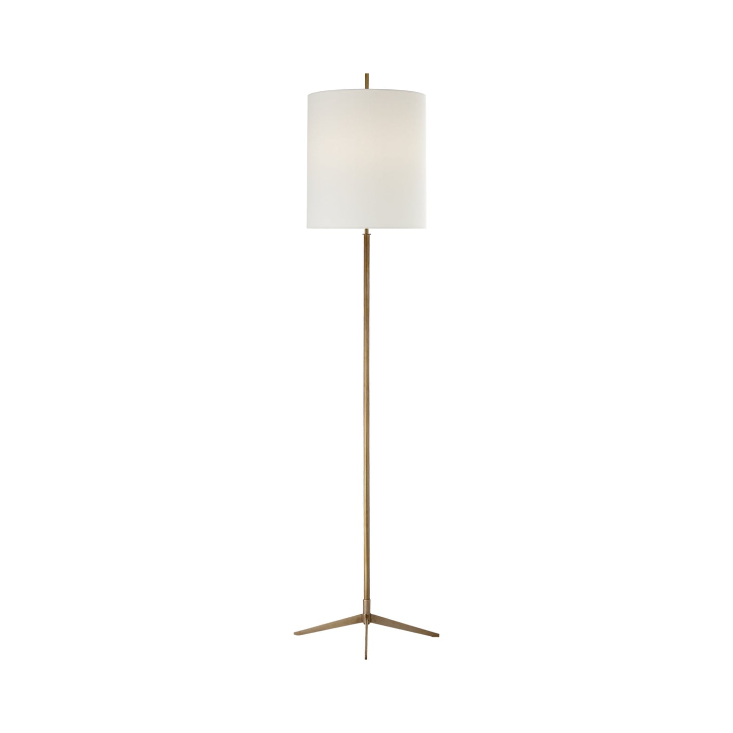 Caron Floor Lamp in Hand-Rubbed Antique Brass/Linen.