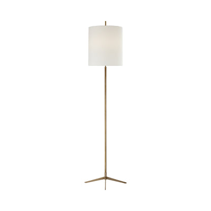 Caron Floor Lamp in Hand-Rubbed Antique Brass/Linen.