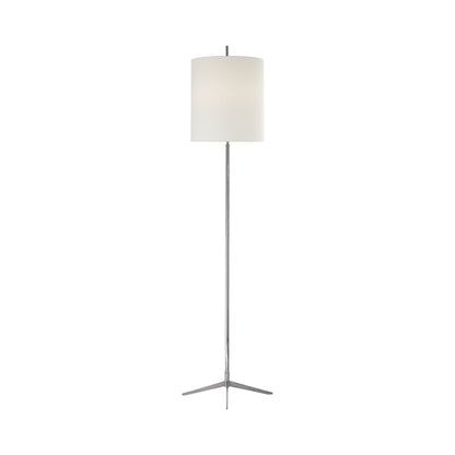 Caron Floor Lamp in Polished Nickel/Linen.