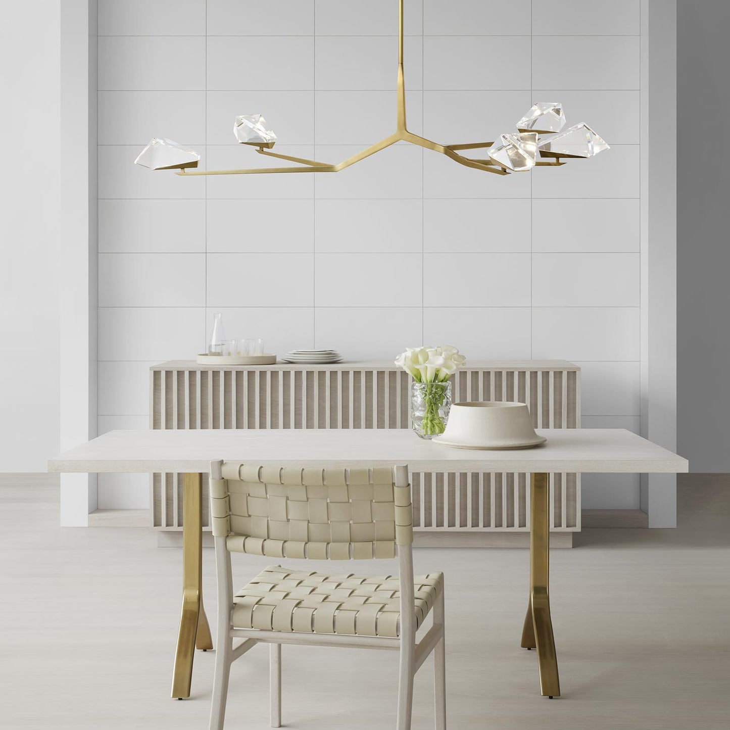 Carraig LED Chandelier in dining room.