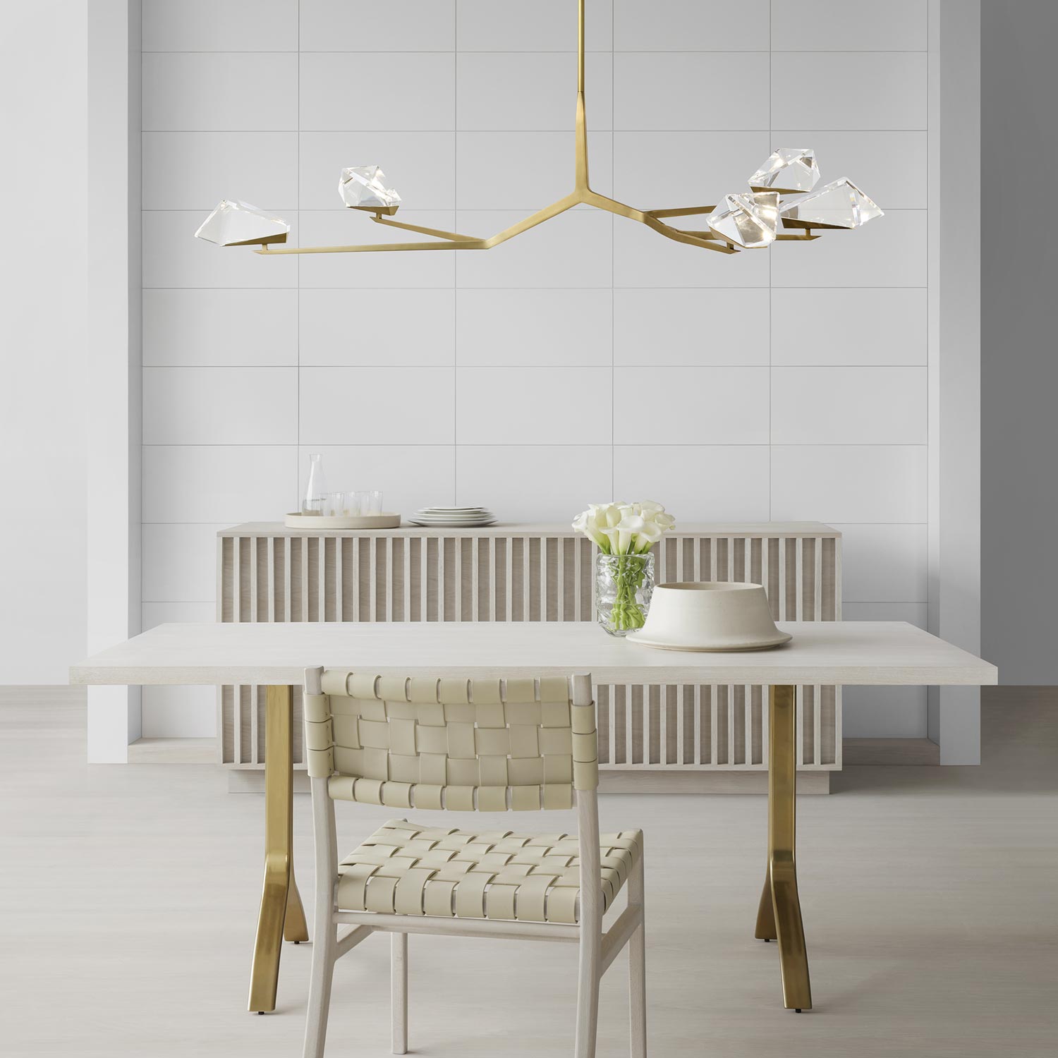 Carraig LED Chandelier in dining room.