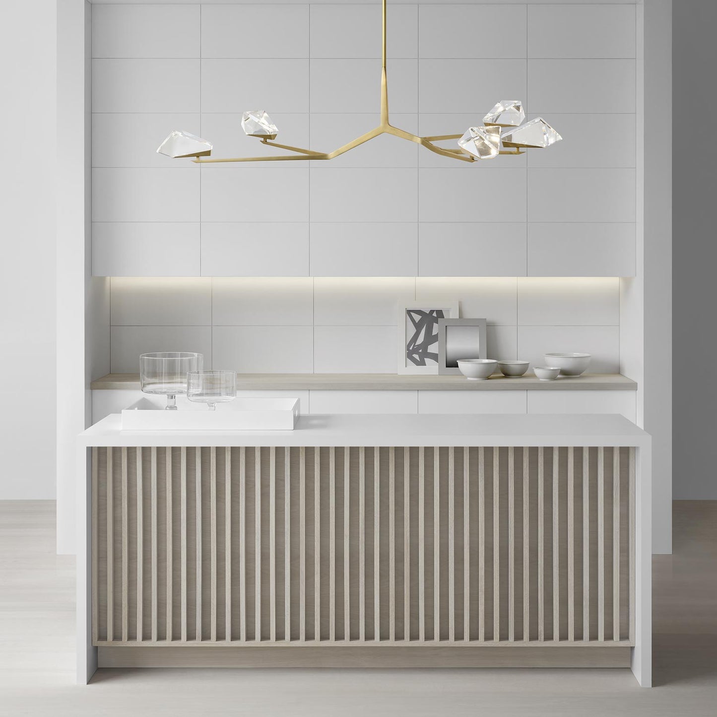 Carraig LED Chandelier in kitchen.