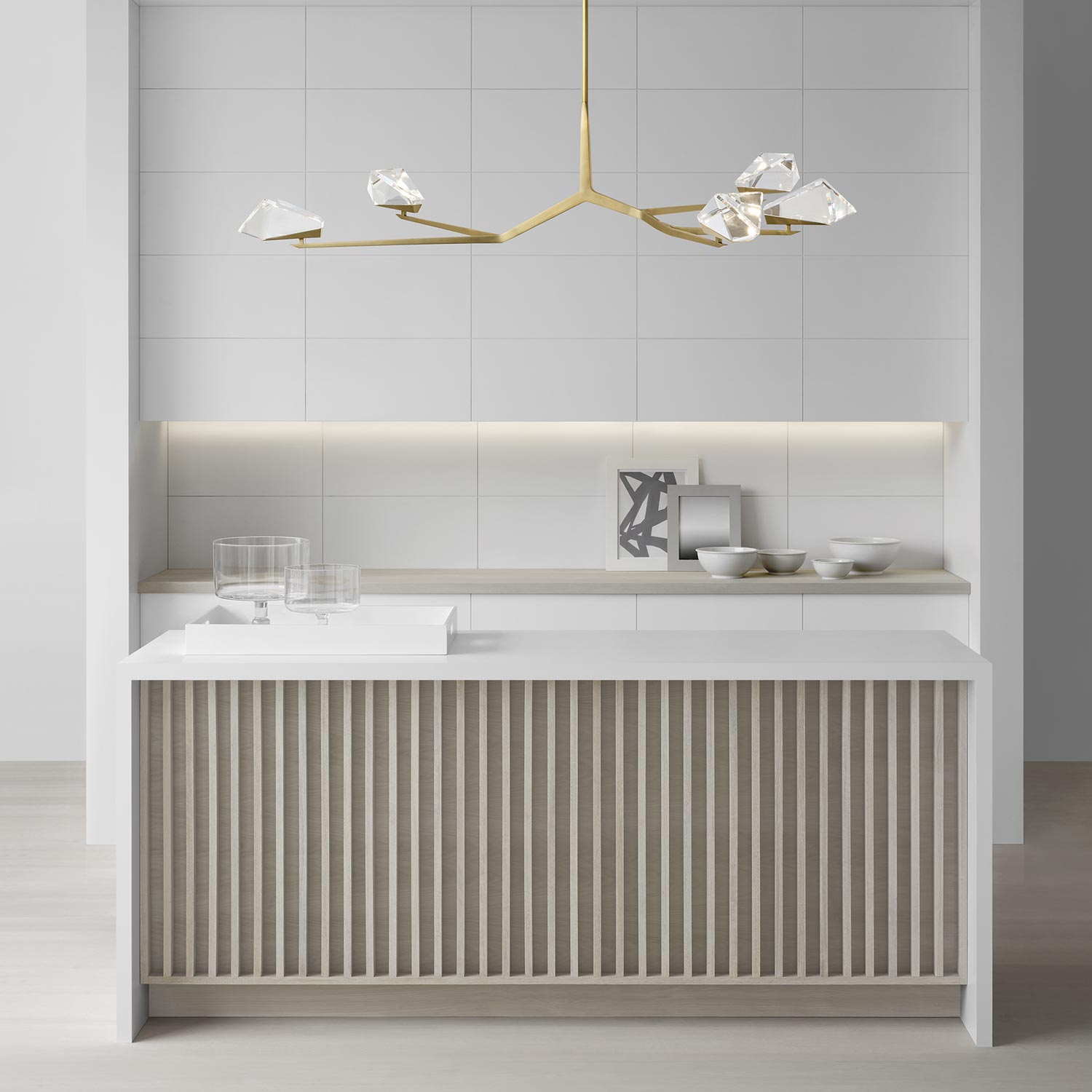 Carraig LED Chandelier in kitchen.