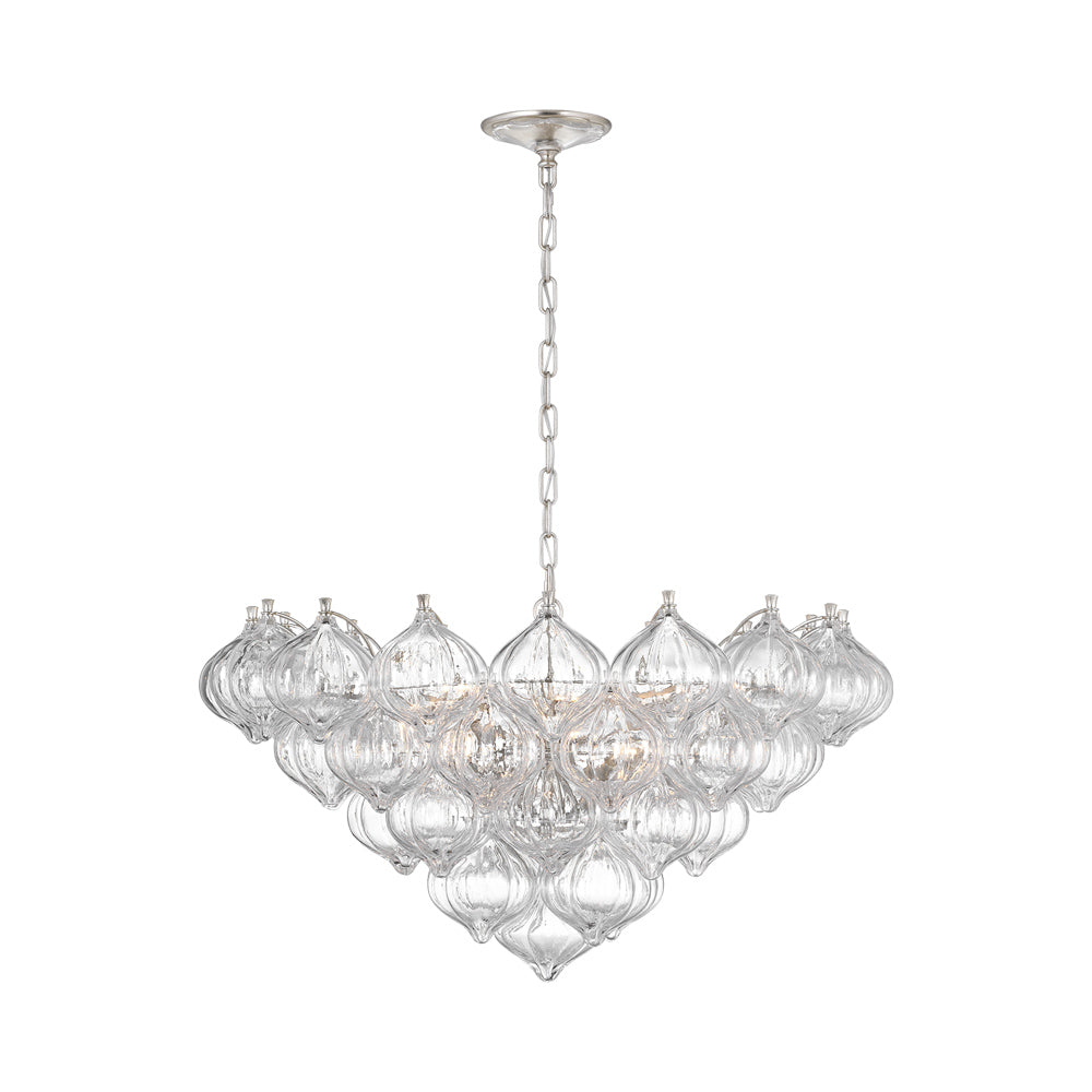 Caselli Chandelier in Burnished Silver Leaf (Clear Glass).