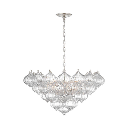 Caselli Chandelier in Burnished Silver Leaf (Clear Glass).