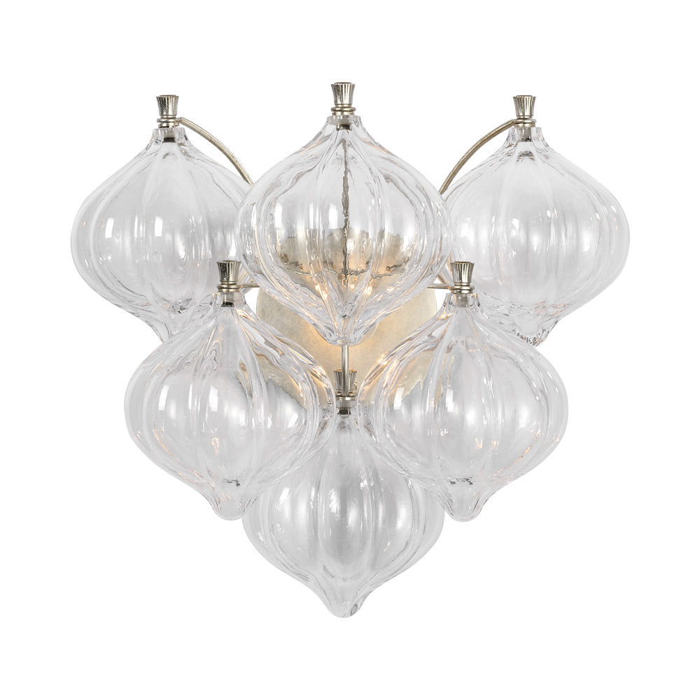 Caselli Wall Light in Burnished Silver Leaf (Clear Glass).