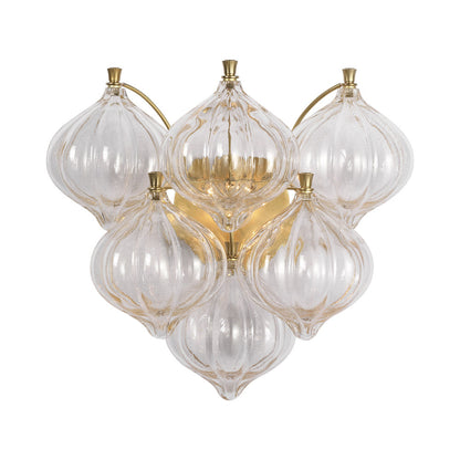 Caselli Wall Light in Hand-Rubbed Antique Brass (Gold Fleck Glass).