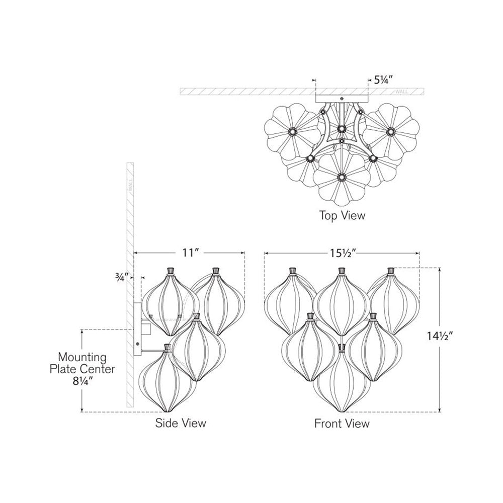 Caselli Wall Light - line drawing.