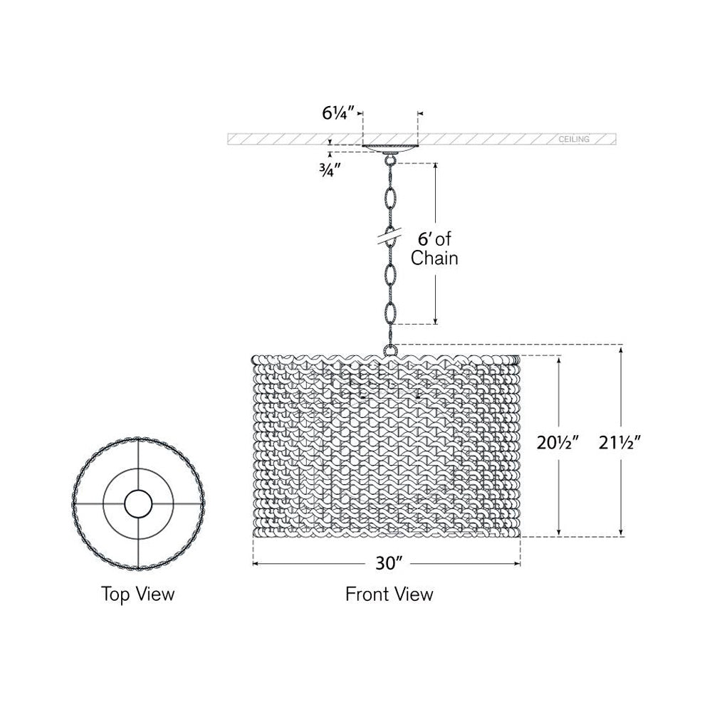 Catania Pendant Light - line drawing.