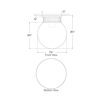 Cavill Flush Mount Ceiling Light - line drawing.