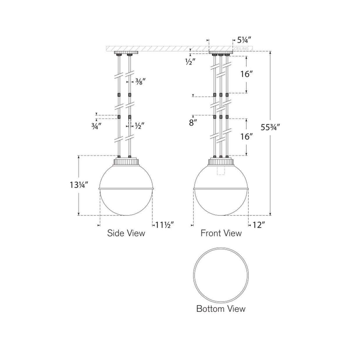 Cavill Pendant Light - line drawing.