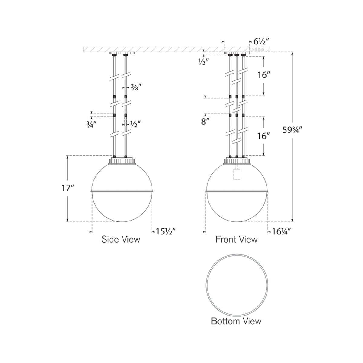 Cavill Pendant Light - line drawing.