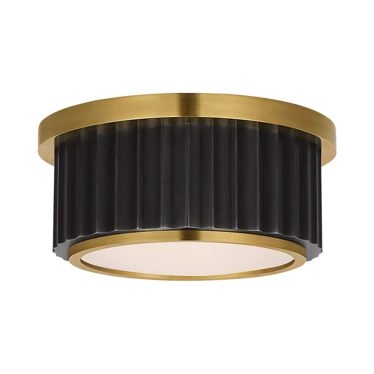 Cavill Solitaire LED Flush Mount Ceiling Light in Bronze And Natural Brass.
