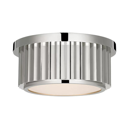 Cavill Solitaire LED Flush Mount Ceiling Light in Polished Nickel.