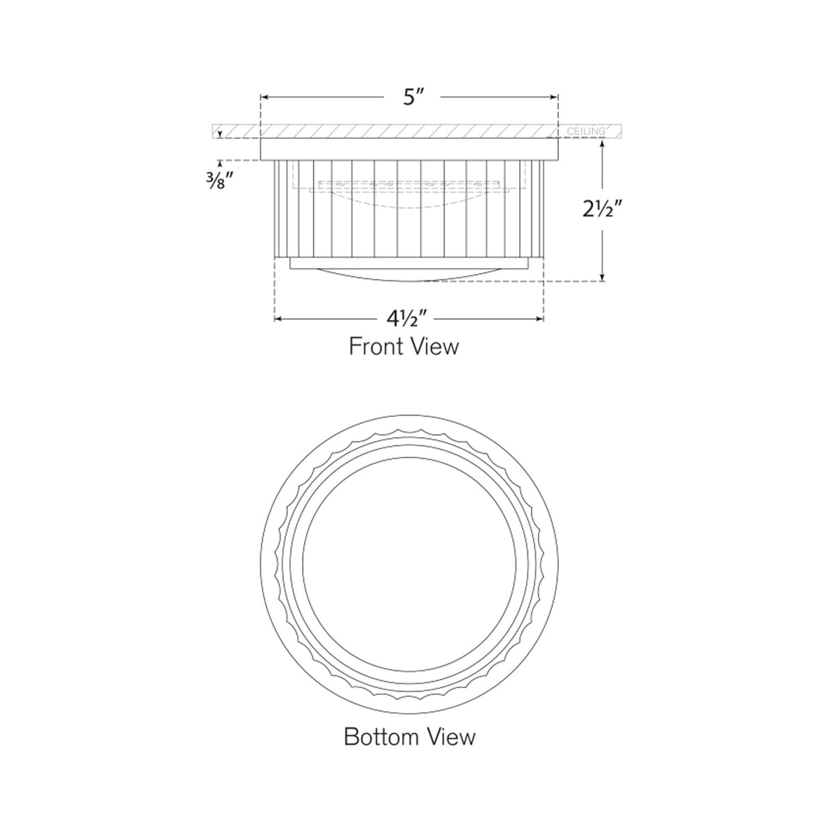 Cavill Solitaire LED Flush Mount Ceiling Light - line drawing.