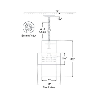 Chalmette Pendant Light - line drawing.