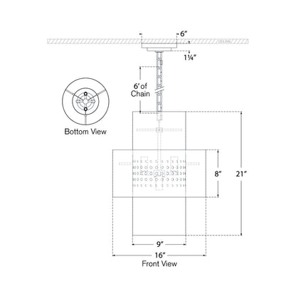 Chalmette Pendant Light - line drawing.