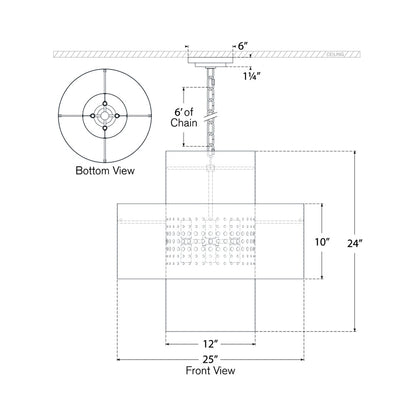 Chalmette Pendant Light - line drawing.