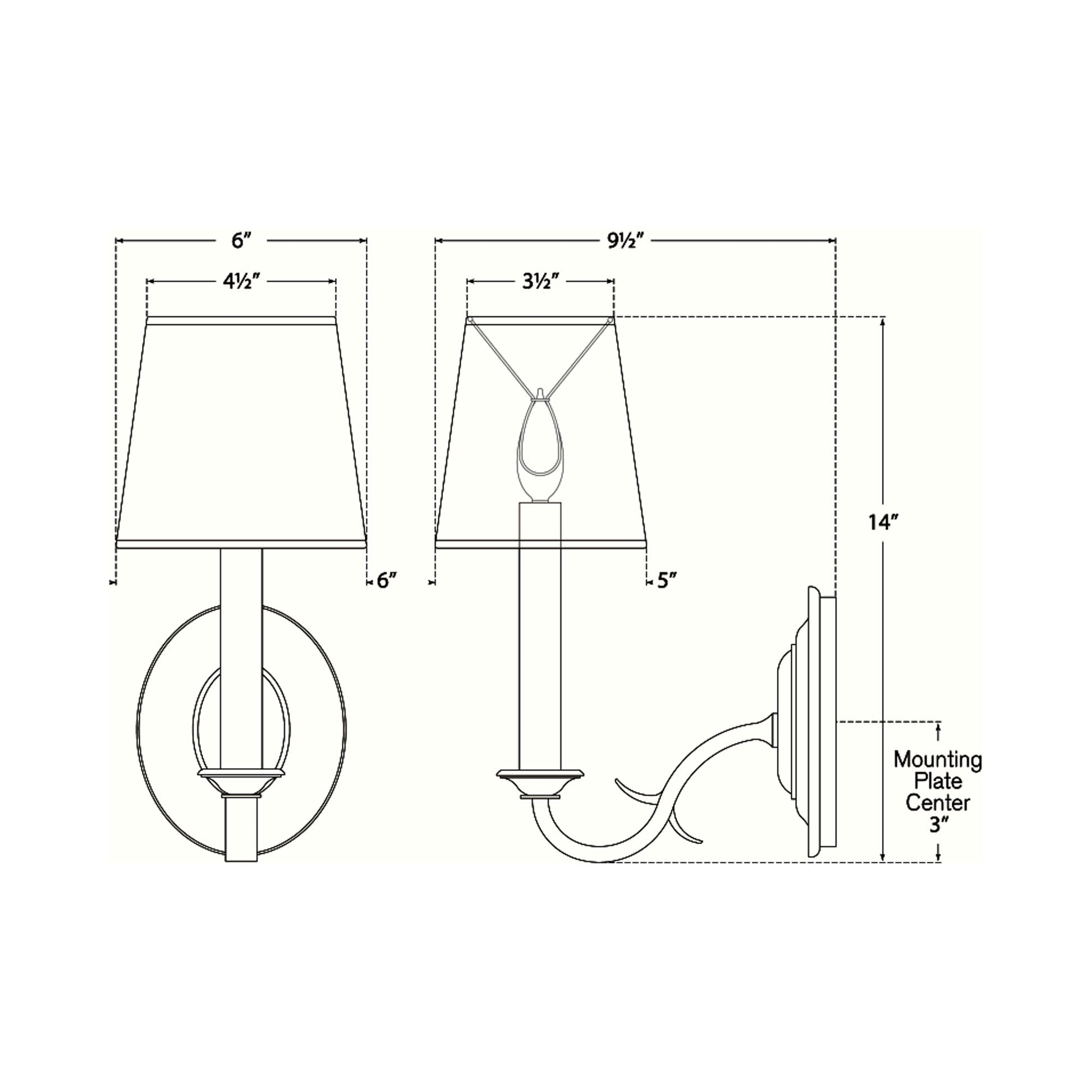 Channing Wall Light - line drawing.