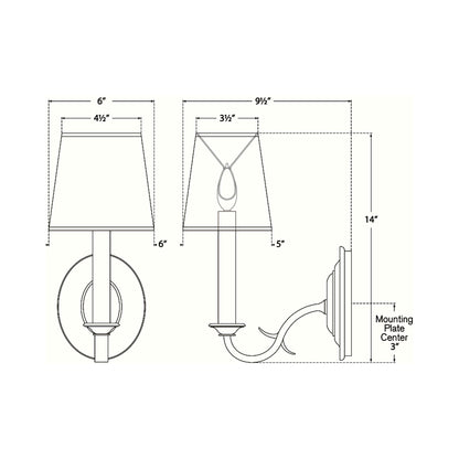 Channing Wall Light - line drawing.