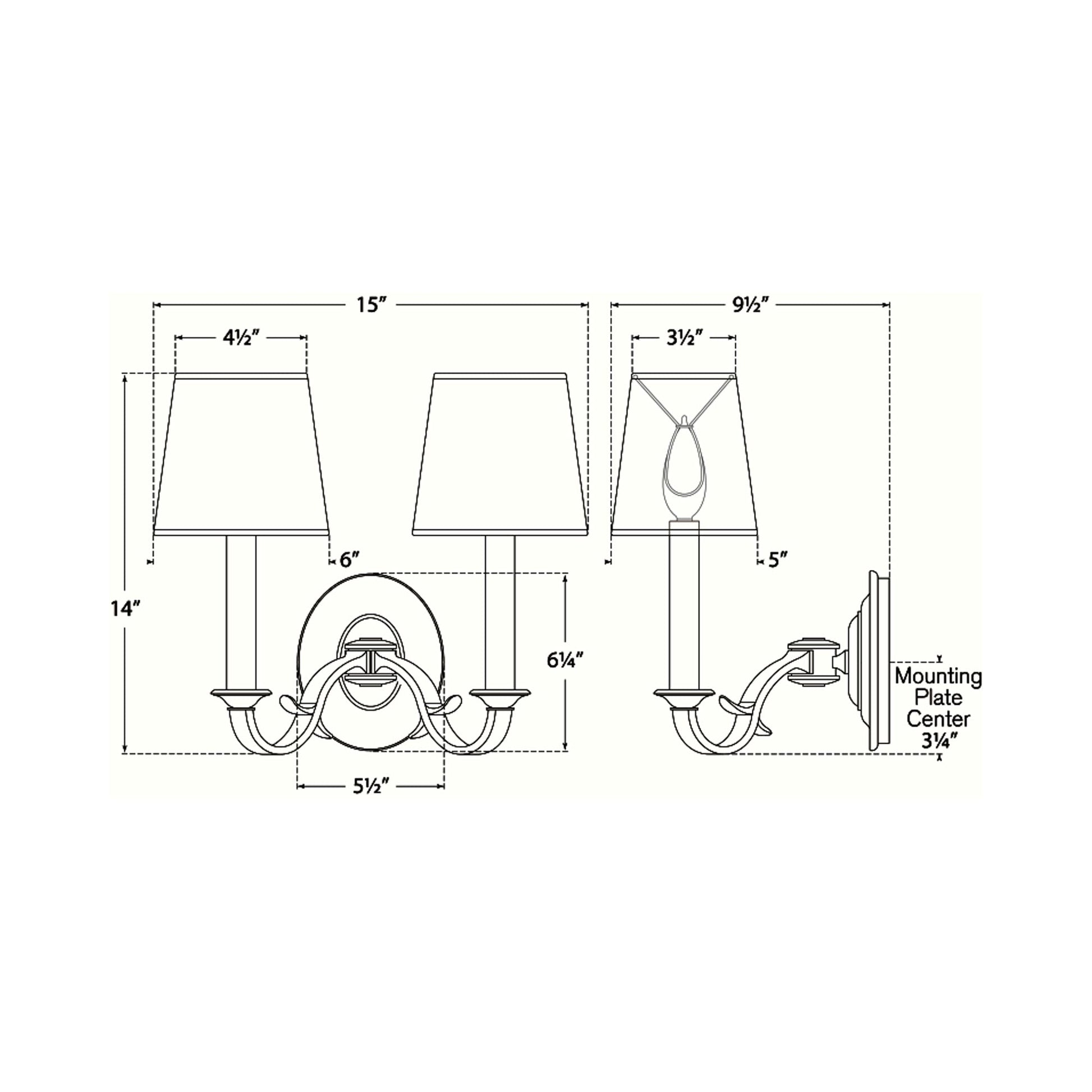Channing Wall Light - line drawing.