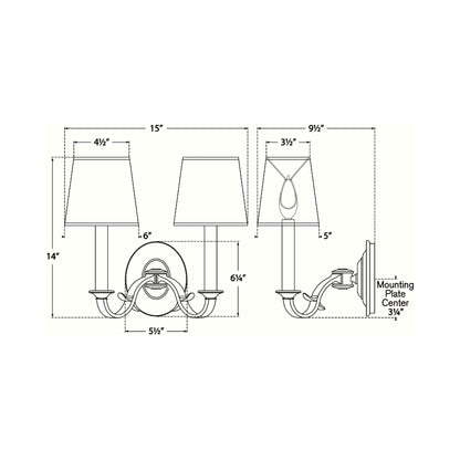 Channing Wall Light - line drawing.