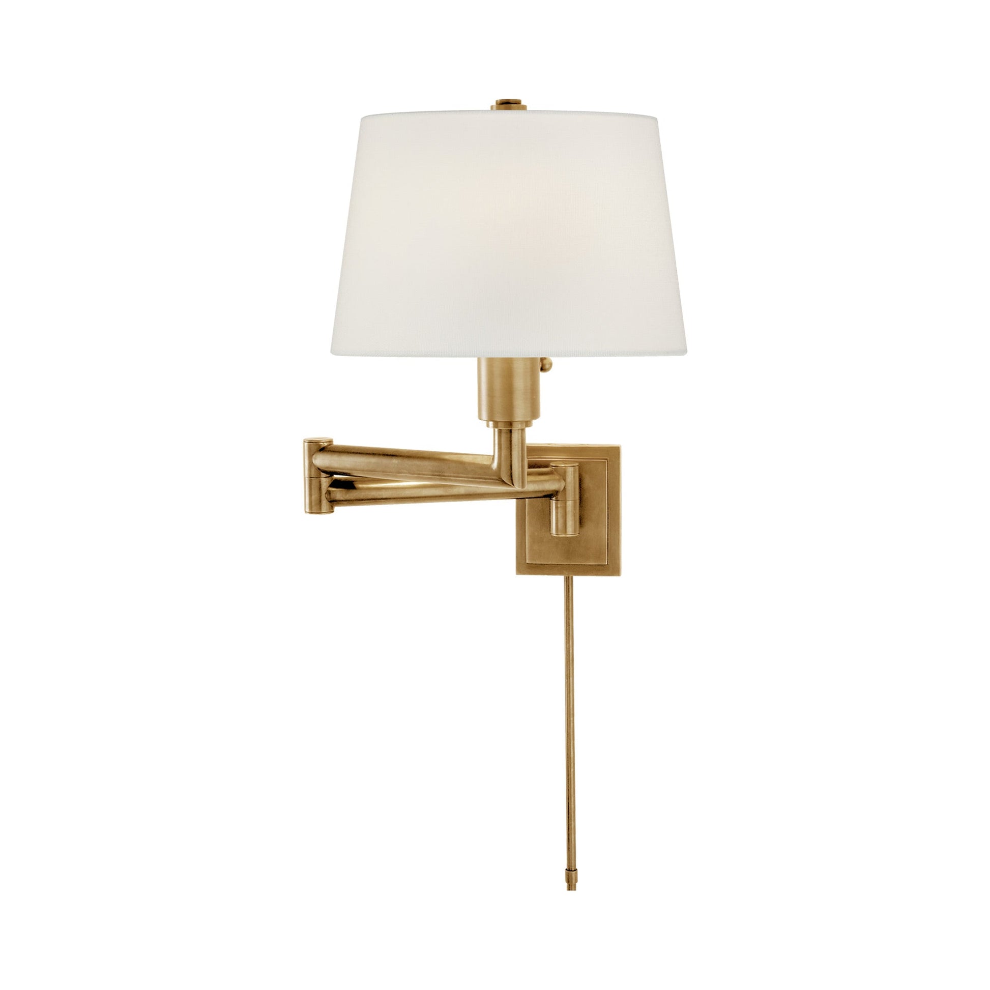 Chunky Swing Arm Wall Light in Antique-Burnished Brass.