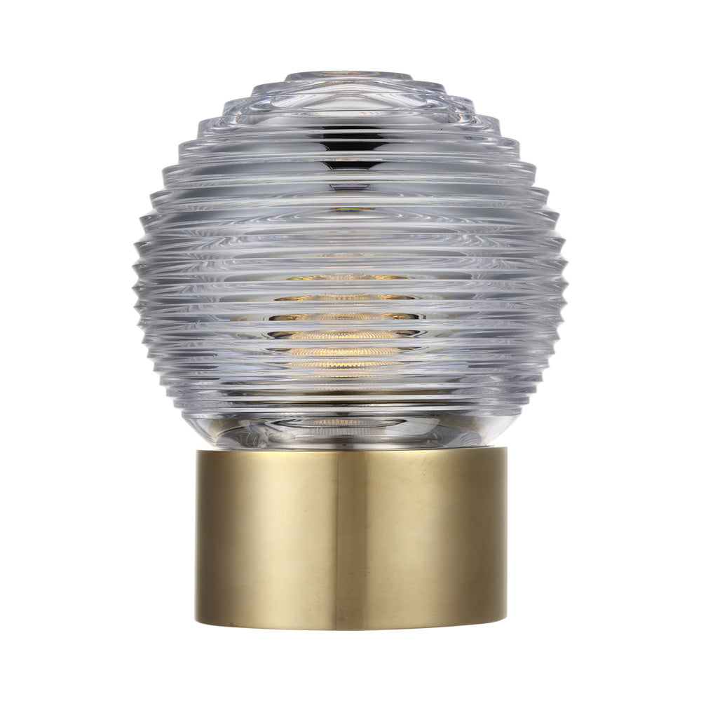 Circon LED Rechargeable Table Lamp in Natural Brass.