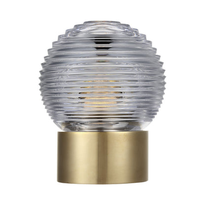 Circon LED Rechargeable Table Lamp in Natural Brass.