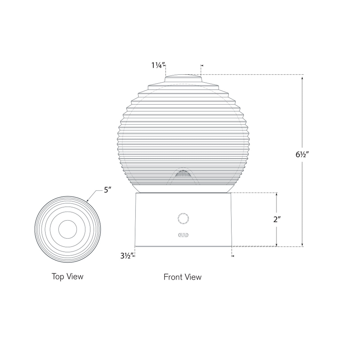 Circon LED Rechargeable Table Lamp - line drawing.
