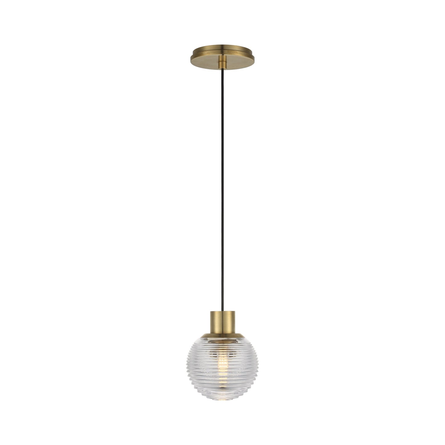 Circon Mini LED Pendant Light in Natural Brass.