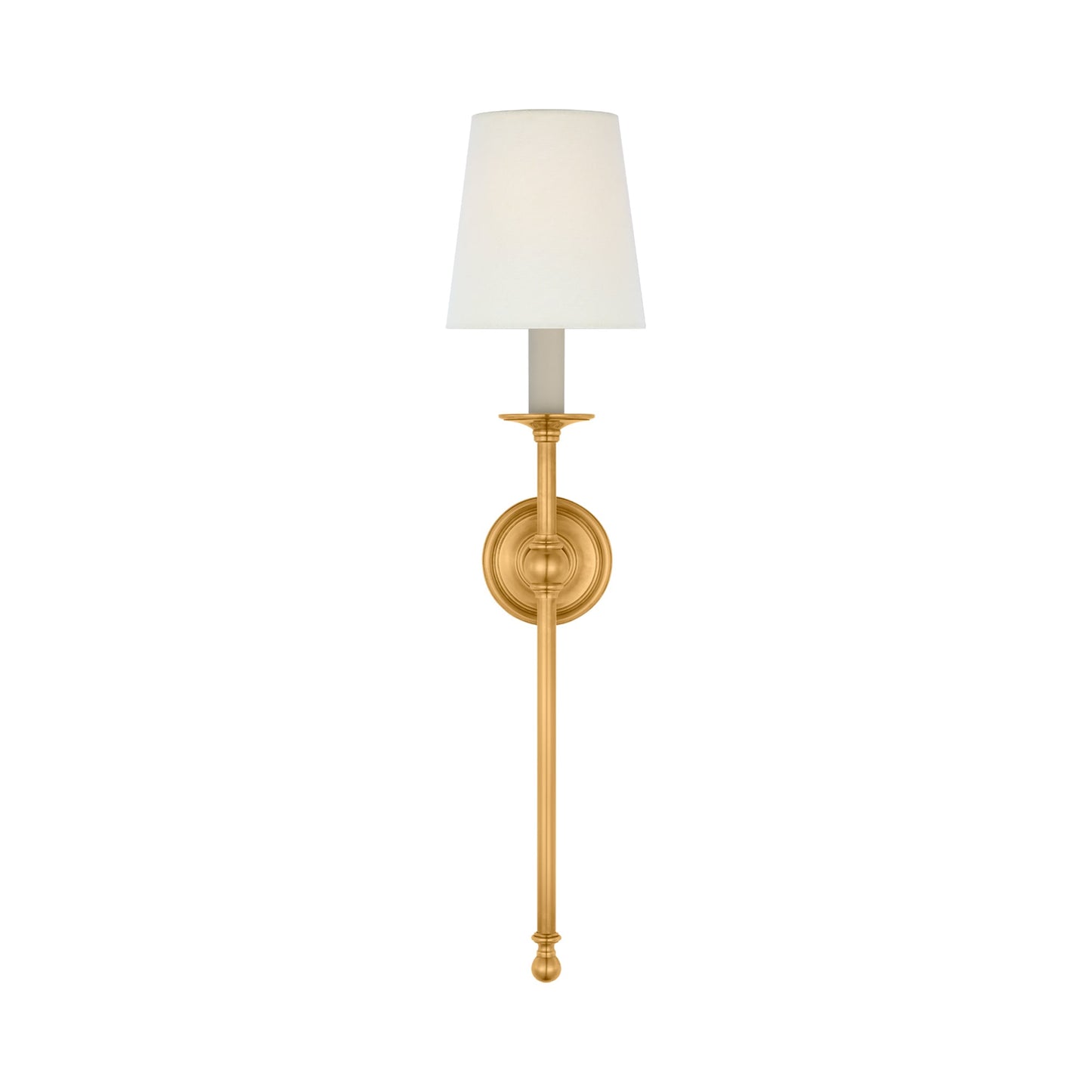 Classic Tail Wall Light in Antique-Burnished Brass (Round).