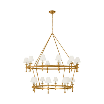 Classic Two-Tier Chandelier in Antique-Burnished Brass (Linen).