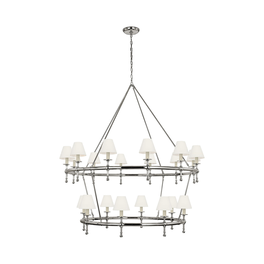 Classic Two-Tier Chandelier in Polished Nickel (Linen).