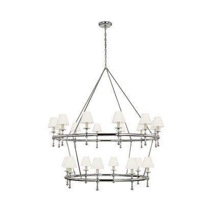 Classic Two-Tier Chandelier in Polished Nickel (Linen).
