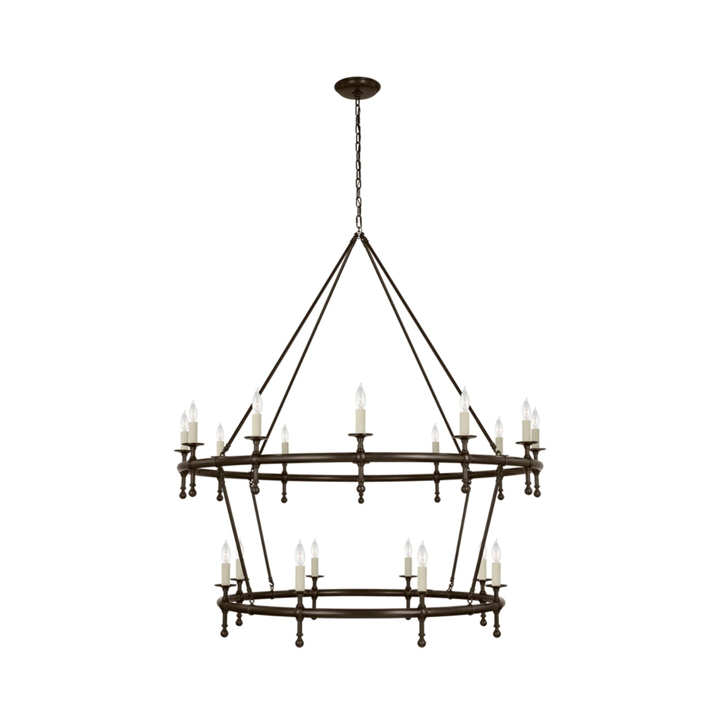 Classic Two-Tier Chandelier in Bronze (No Shade).