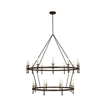 Classic Two-Tier Chandelier in Bronze (No Shade).