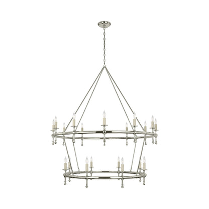 Classic Two-Tier Chandelier in Polished Nickel (No Shade).
