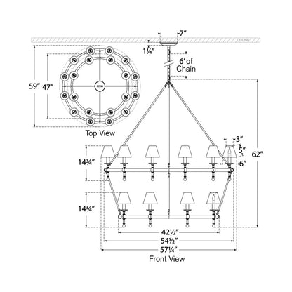 Classic Two-Tier Chandelier - line drawing.