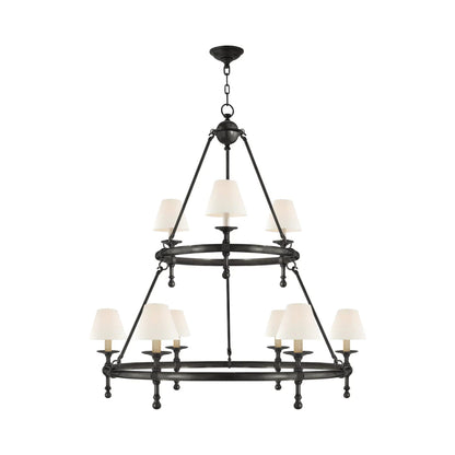Classic Two-Tier Ring Chandelier in Bronze.