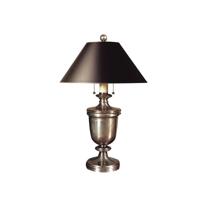 Classical Urn Form Table Lamp in Antique Nickel/Black.