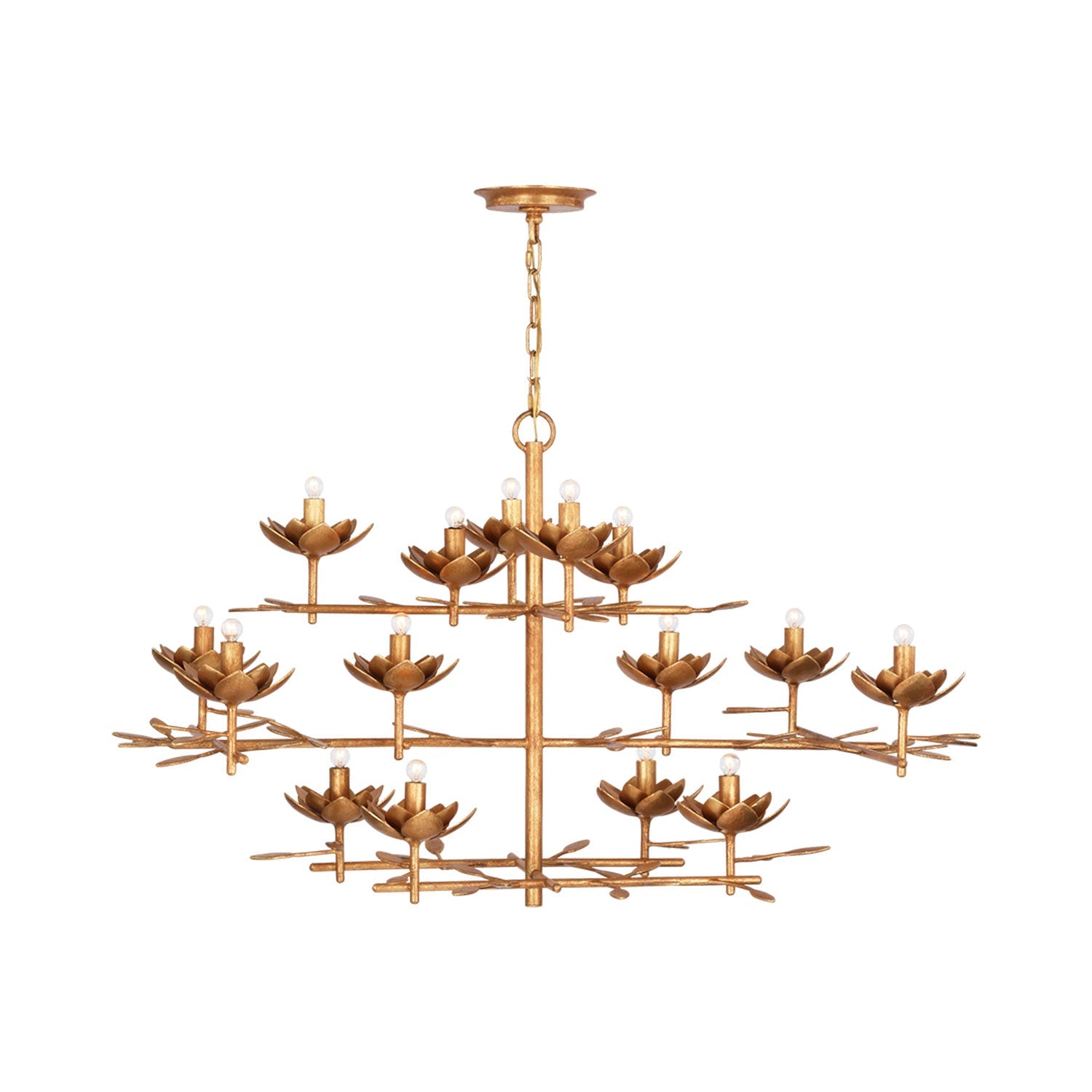 Clementine Chandelier in Antique Gold Leaf (3-Tier).