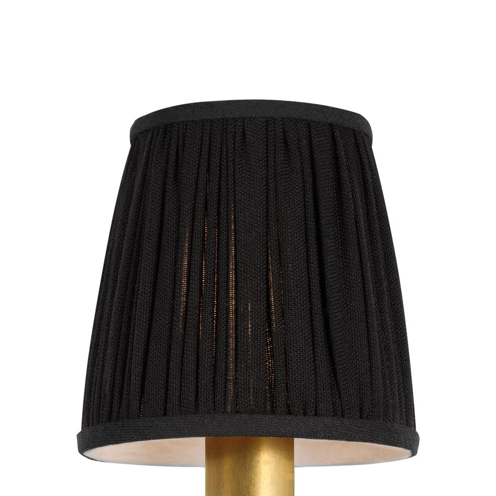 Clip Empire Lamp Shade in Pleated Black Linen (4.25-Inch).